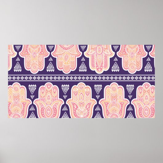  Indische handhamassymbool naadloze pa Poster (Voorkant)