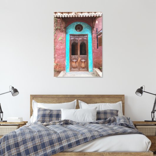 Indische Haveli-deur Canvas Afdruk (Insitu (Slaapkamer))