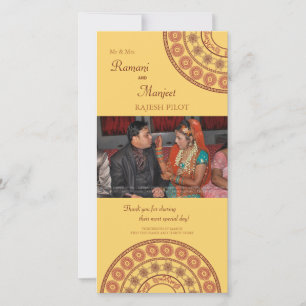 Indische henna bruiloft dank u fotokaart bedankkaart