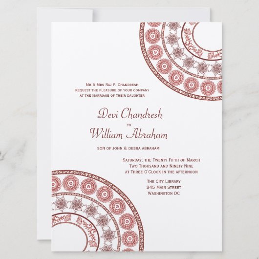 Indische Henna Mehendi Wedding Uitnodiging (Achterkant)