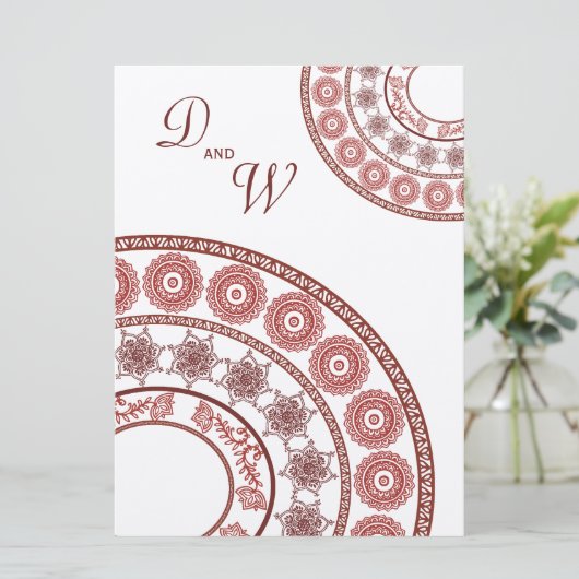 Indische Henna Mehendi Wedding Uitnodiging (Staand voorkant)