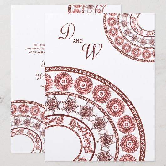 Indische Henna Mehendi Wedding Uitnodiging (Voorkant / Achterkant)