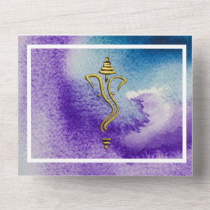Indische Hindoe Ganesha levendig aquarel All In One Uitnodiging