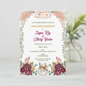 Indische Hindoe Verloving Ceremonie Floral Kaart (Staand voorkant)