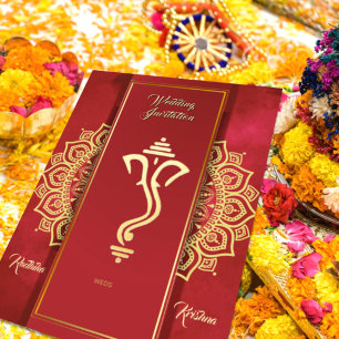 Indische hindoeïstische bruiloft Ganesha uitnodigi Kaart