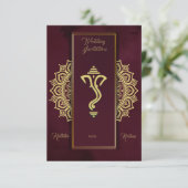 Indische hindu bruiloft Ganesha-uitnodiging Kaart (Staand voorkant)