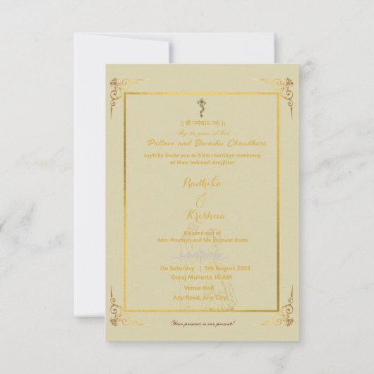 Indische hindu bruiloft Ganesha-uitnodiging Kaart (Achterkant)