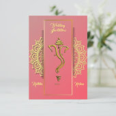 Indische hindu bruiloft Ganesha-uitnodiging Kaart (Staand voorkant)