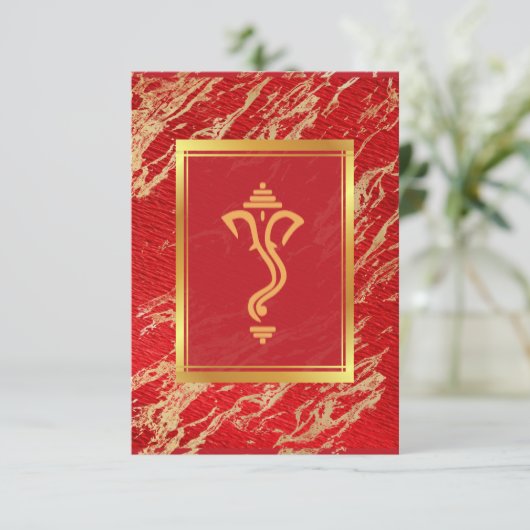 Indische hindu bruiloft Ganesha-uitnodiging Kaart (Staand voorkant)