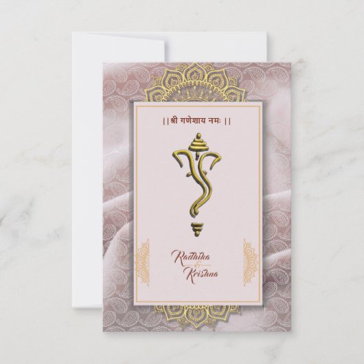 Indische hindu bruiloft Ganesha-uitnodiging Kaart (Voorkant)