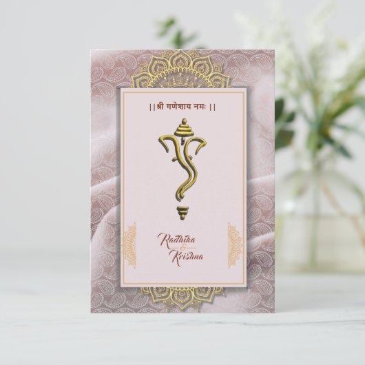 Indische hindu bruiloft Ganesha-uitnodiging Kaart (Staand voorkant)