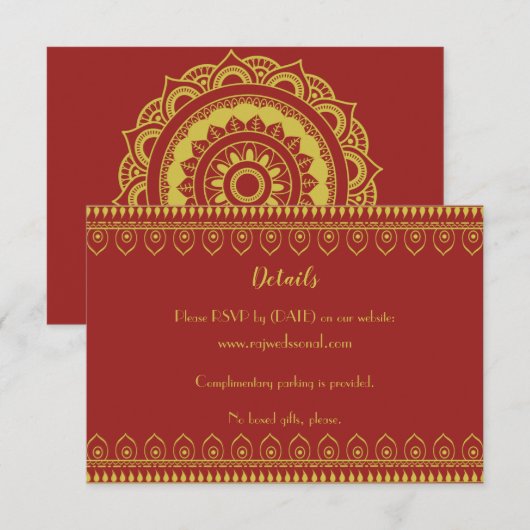 Indische hindu Ganesh Wedding-kaart RSVP Kaartje (Voorkant / Achterkant)