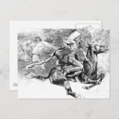 Indische hoofdlading op paard: Amerikaans Wild Wes Briefkaart (Voorkant / Achterkant)