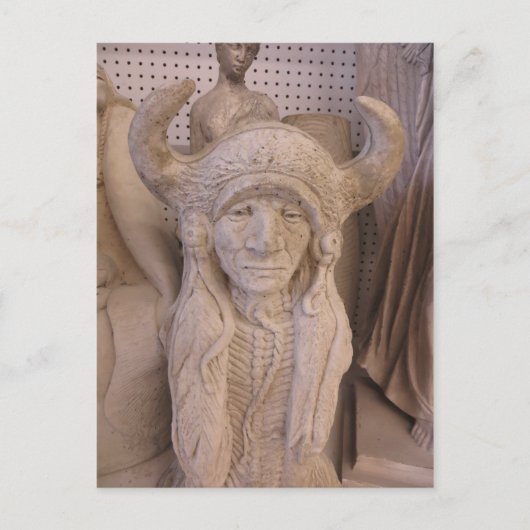 Indische hoofdsculptuur briefkaart (Voorkant)