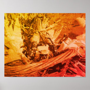 Indische hoorn in het vrouwenmandje Sepia  Poster