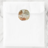  Indische hores strand scene Ronde Sticker (Tas)