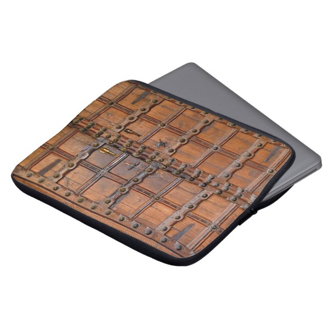 Indische houten deur laptop sleeve (Voorkant top)