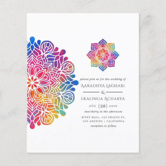 Indische huwelijksuitnodiging met regenboogmandala flyer (Voorkant)