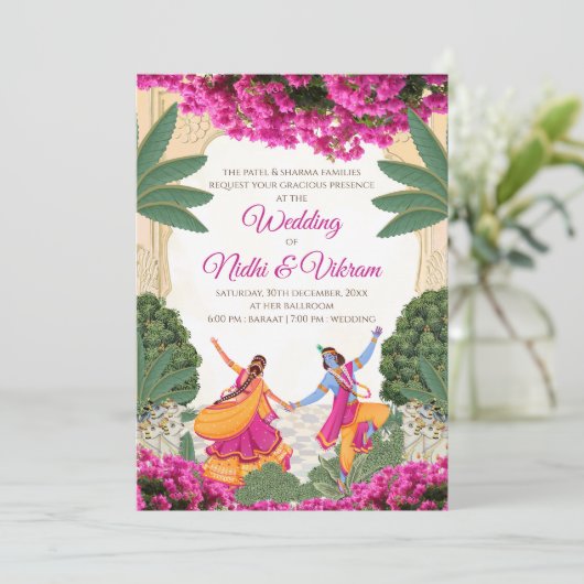 Indische huwelijksuitnodigingen & Hindoe huwelijks Kaart (Staand voorkant)