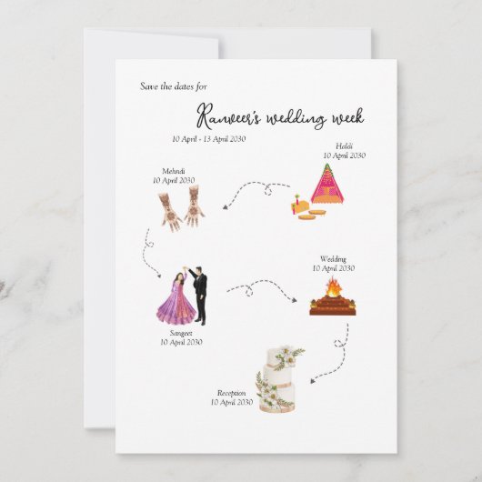 Indische huwelijksweek Save the date sjabloon Kaart (Voorkant)