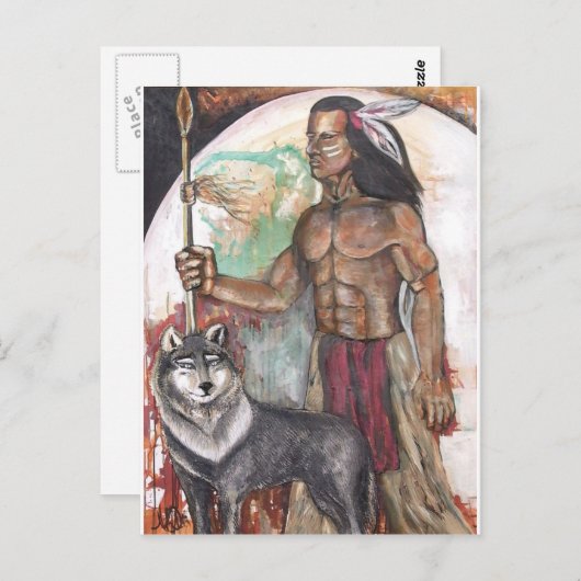 Indische Indiër en Wolf Briefkaart (Voorkant / Achterkant)