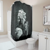 Indische Indische hoofdhoofden Wolf Eagle 02 Douchegordijn (In situ)