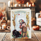  Indische Indische Jongen Thanksgiving Feestdagen Kaart