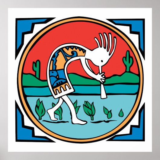 Indische inheemse Kokopelli Poster (Voorkant)