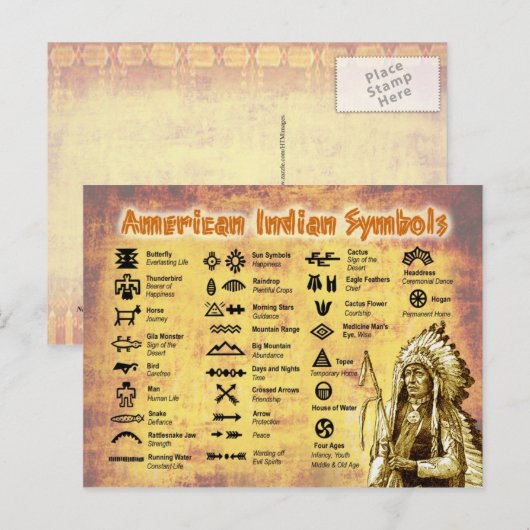 Indische inheemse symbolen briefkaart (Voorkant / Achterkant)