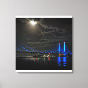 Indische Inlet Brug tegen het licht van de maan Canvas Afdruk