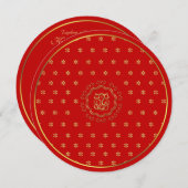 Indische invloed Ganesha-bruiloft in rood en goud Kaart (Voorkant / Achterkant)