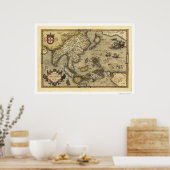 Indische kaart door Ortelius 1570 Poster (Keuken)