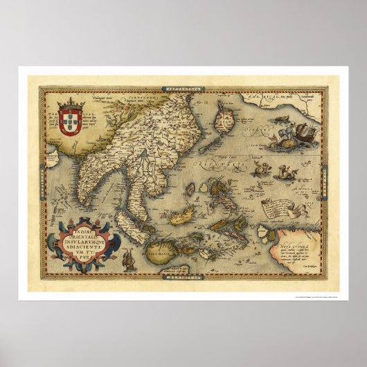 Indische kaart door Ortelius 1570 Poster (Voorkant)