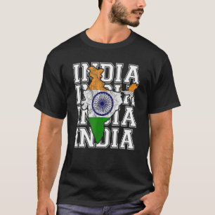 Indische kaart en vlag Souvenir in nood India voor T-shirt