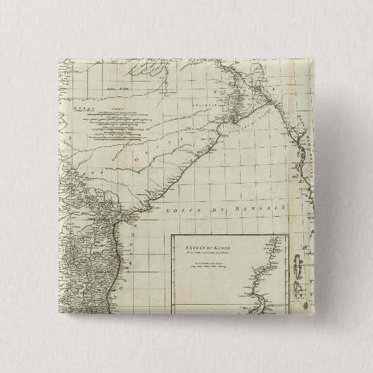 Indische kaart vierkante button 5,1 cm (Voorkant)