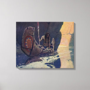  Indische Kano Paddling Sun Classic Canvas Afdruk