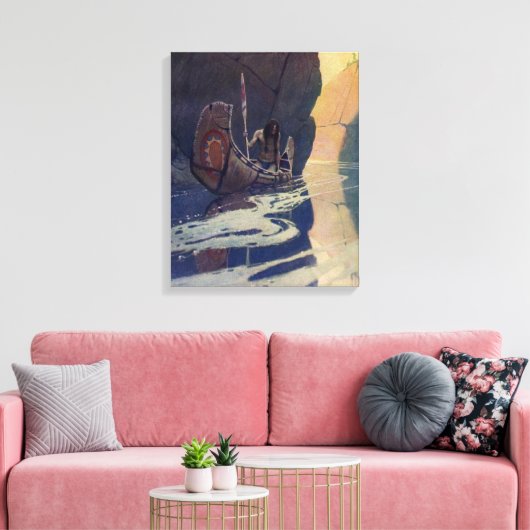  Indische Kano Paddling Sun Classic Canvas Afdruk (Insitu (Woonkamer))