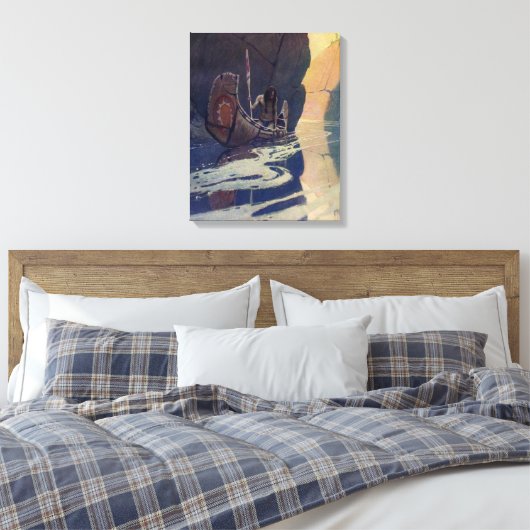  Indische Kano Paddling Sun Classic Canvas Afdruk (Insitu (Slaapkamer))