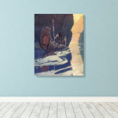  Indische Kano Paddling Sun Classic Canvas Afdruk (Insitu (Houten vloer))