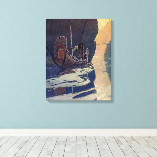  Indische Kano Paddling Sun Classic Canvas Afdruk (Insitu (Houten vloer))