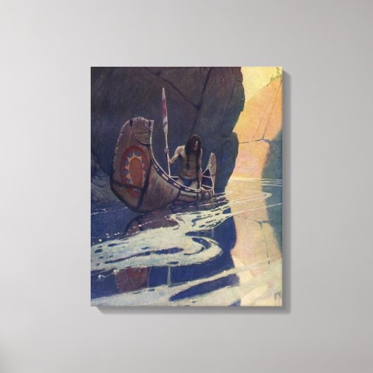  Indische Kano Paddling Sun Classic Canvas Afdruk (Voorkant)