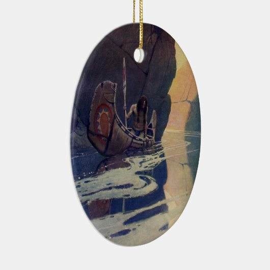  Indische Kano Paddling Sun Classic Keramisch Ornament (Rechts)