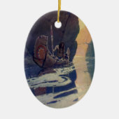  Indische Kano Paddling Sun Classic Keramisch Ornament (Voorkant)