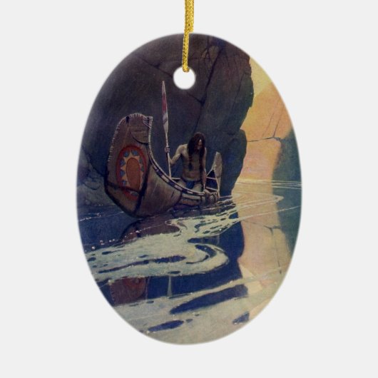  Indische Kano Paddling Sun Classic Keramisch Ornament (Voorkant)