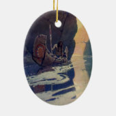  Indische Kano Paddling Sun Classic Keramisch Ornament (Achterkant)