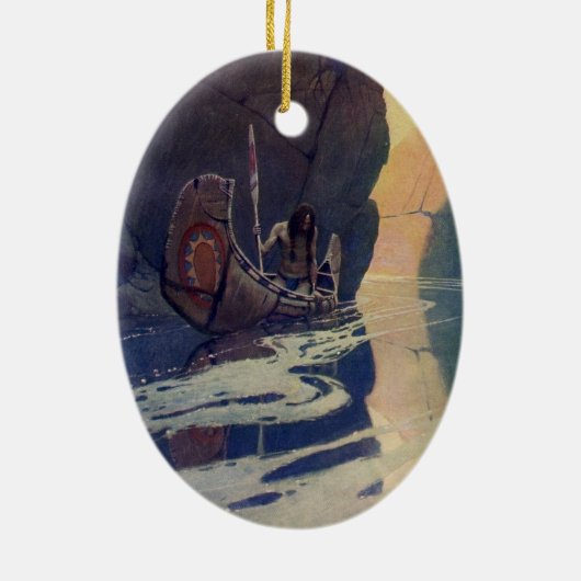  Indische Kano Paddling Sun Classic Keramisch Ornament (Achterkant)