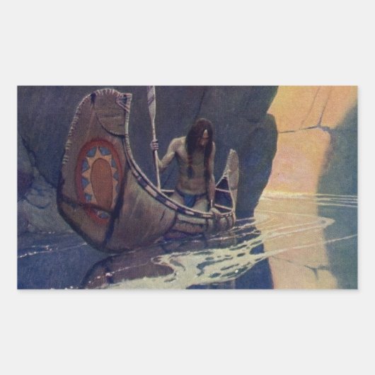 Indische Kano Paddling Sun Classic Rechthoekige Sticker (Voorkant)