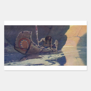  Indische Kano Paddling Sun Classic Rechthoekige Sticker