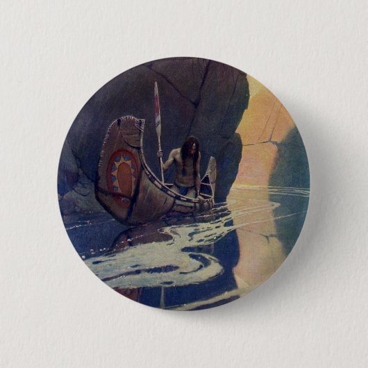 Indische Kano Paddling Sun Classic Ronde Button 5,7 Cm (Voorkant)