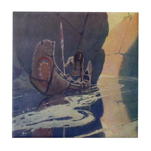  Indische Kano Paddling Sun Classic Tegeltje (Voorkant)